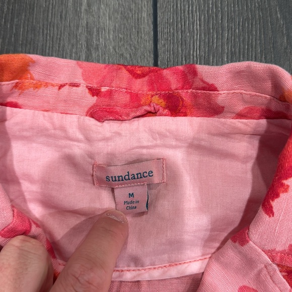 Sundance Sunrise Bloom Blazer Jacket Floral Boho Linen Cotton Coral Sz M - Picture 3 of 6